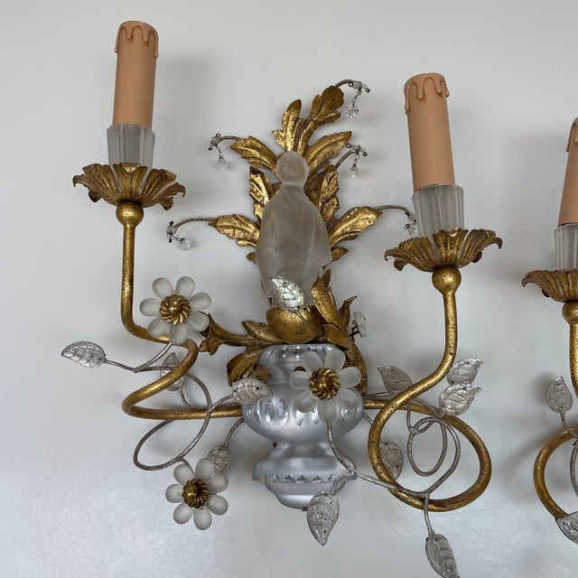 Sherle Wagner Pair of 1960s Crystal Chinoiserie Wall Sconces Attributed to Sherle Wagner For Sale - Image 4 of 12
