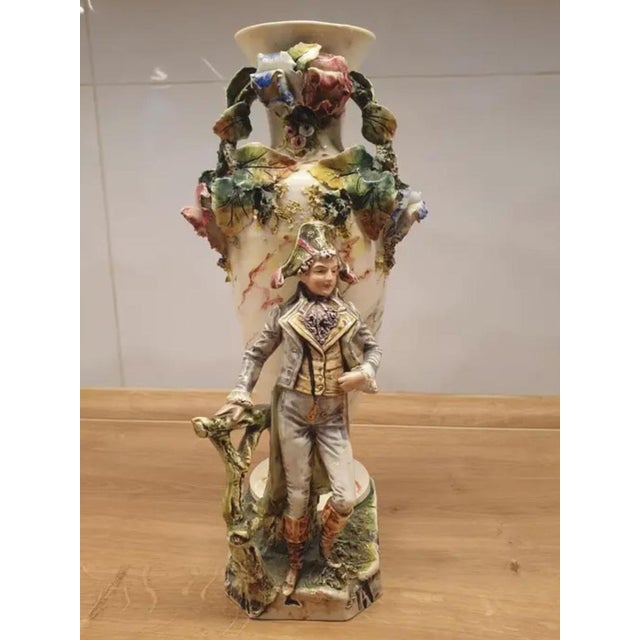 Late 19th Century Figural Porcelain Vase with Napoleonic Figure For Sale - Image 3 of 10
