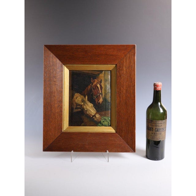 Continental Artist, Two Horses in a Stable, 1880-1900, Oil on Canvas For Sale - Image 3 of 13