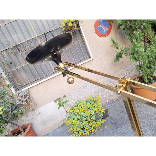 Vintage Tilting Model Floor Lamp in Polished Brass by Fedele Papagni, 1990s For Sale - Image 15 of 18