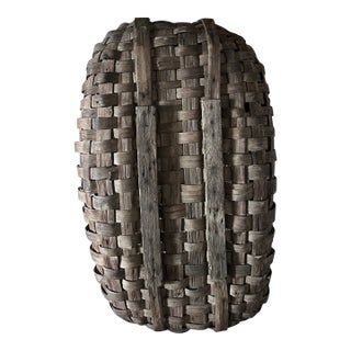 Antique/Vintage Appalachian Oak Weaved Work Basket With Runner/Skids Circe 1800-1905 Era For Sale