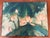 Pair of Vintage Batik Lotus Paintings, Signed, Teal and Coral Wall Art For Sale - Image 4 of 11