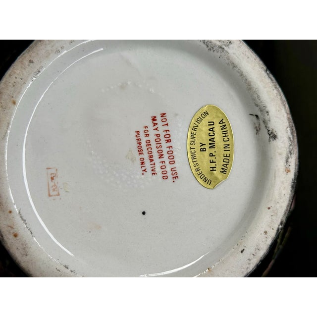 Chinese Export Famille Noire Hand-Painted Floral Vase For Sale - Image 10 of 11