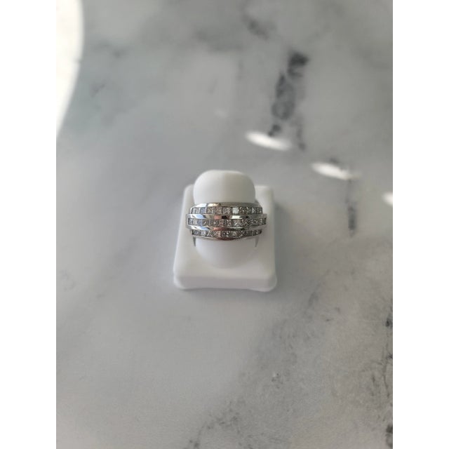 Three Row Princess Cut Diamond Statement Ring 2.22cttw 14k White Gold, Size 6.5 For Sale - Image 4 of 5