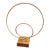 Modern Organic Hammered Metal Double Ring Sculpture on Wood Base For Sale
