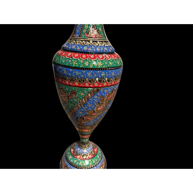 Metal Vintage Hand Painted Large Copper Floor Vase For Sale - Image 7 of 12