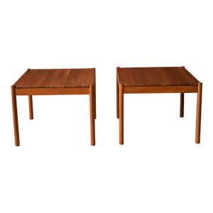 Danish Modern Pair of Solid Teak End Tables by Magnus Olesen