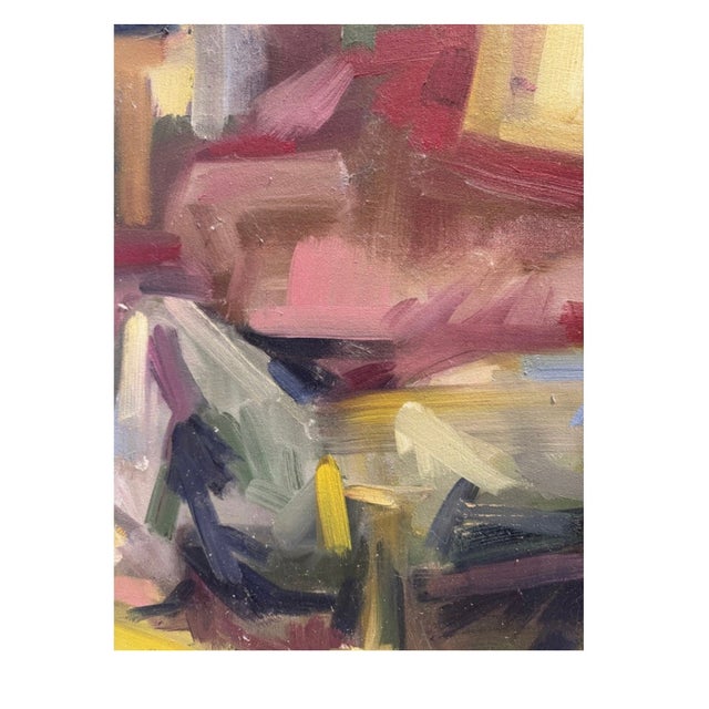 Burgundy Large Abstract Acrylic on Canvas, Multi-Colored For Sale - Image 8 of 9