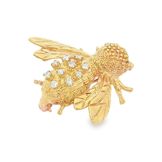 Mid-Century Modern Mid 20th Century Diamond Bee Brooch For Sale - Image 3 of 3