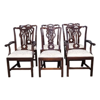 Set of 6 Late 20th Century Statton Chippendale Solid Cherry Dining Chairs Old Towne Maryland Made For Sale