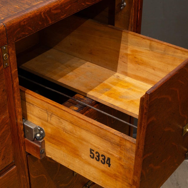 Antique Quarter Sawn Oak Double File Cabinet c.1908-1915 For Sale - Image 9 of 11