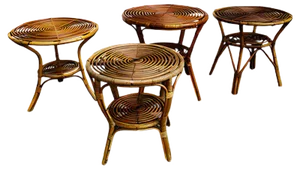 Small Italian Wicker Tables, 1950s, Set of 4