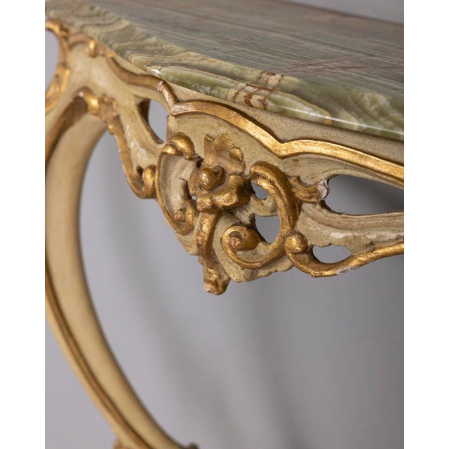 Baroque Style Wall Console in Gilded Wood and Onyx, 1890s For Sale - Image 9 of 11