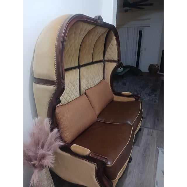 Animal Skin Late 20th Century French Provincial Hooded Dome Canopy Porter Loveseat For Sale - Image 7 of 8