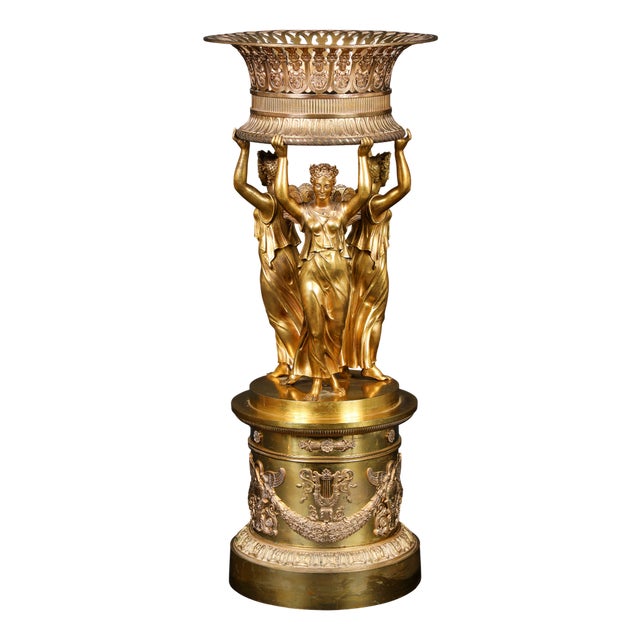Antique Gilded Bronze Centerpiece Empire, France, 1825 For Sale