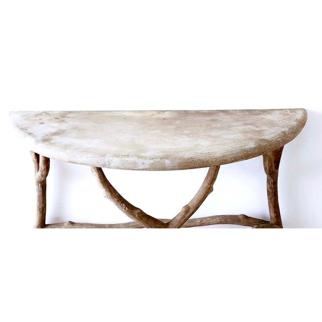 Faux Bois Concrete Demi Lune Console Table Chairish