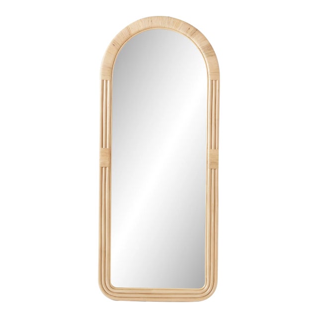 Pelicano Rattan Floor Mirror For Sale