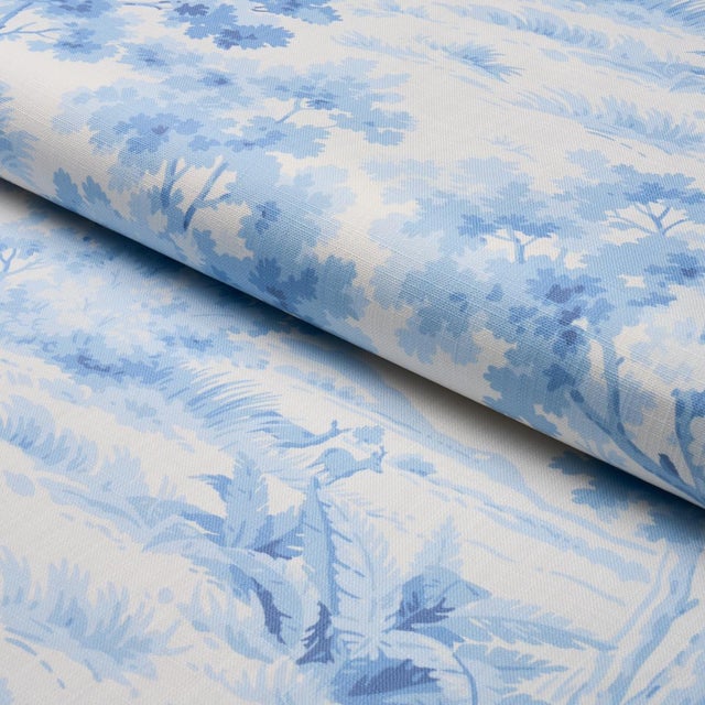Borastapeter Boråstapeter Countryside Morning Fabric In Blue And White For Sale - Image 4 of 5