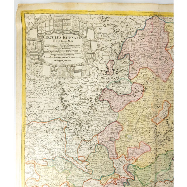 Early 18th Century 18th Century Hand Colored Engraved Map of Germany s.r.i Circulus Rhenanus For Sale - Image 5 of 11