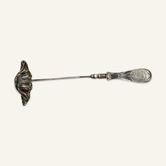 Traditional Vintage Plate Punch Ladle With Crystal Handle For Sale - Image 3 of 8