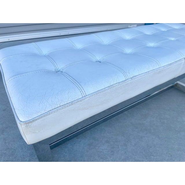 Vintage Leather & Steel Bench For Sale - Image 10 of 13