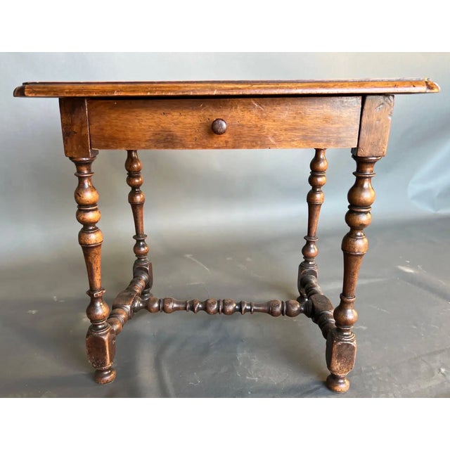 French 19th Century French Walnut Single Drawer Side Table For Sale - Image 3 of 6