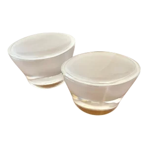 Pair of Oval Frosted Lidded Glass Boxes