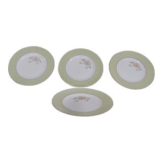 Susie Cooper Wild Rose Pastel Plates Set of 4 Made in England Bone China 4841b For Sale