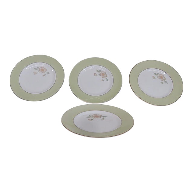 Susie Cooper Wild Rose Pastel Plates Set of 4 Made in England Bone China 4841b For Sale