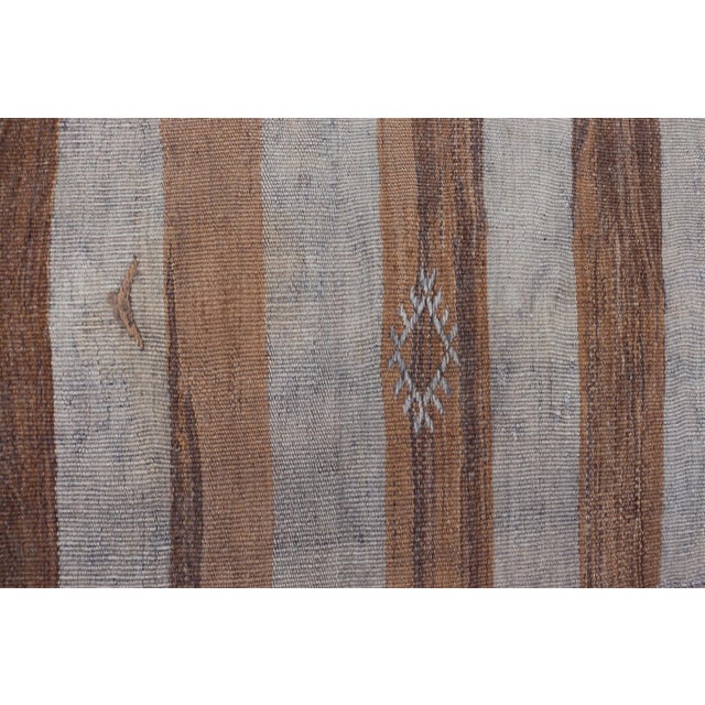 Vintage Turkish Kilim Rug With Earthy Brown and Soft Gray Stripes 6'0 X 9'0 For Sale - Image 9 of 10