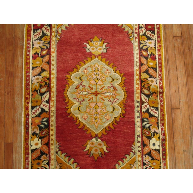 Folk Art Vintage Zabihi Collection Turkish Anatolian Red Scatter Rug - 3'2" x 6' For Sale - Image 3 of 6