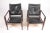 Pair of safari chairs in leather. Designed by Maa. Kaare Klint for Rud Rasmussen cabinetmakers of Denmark in 1933. Great...