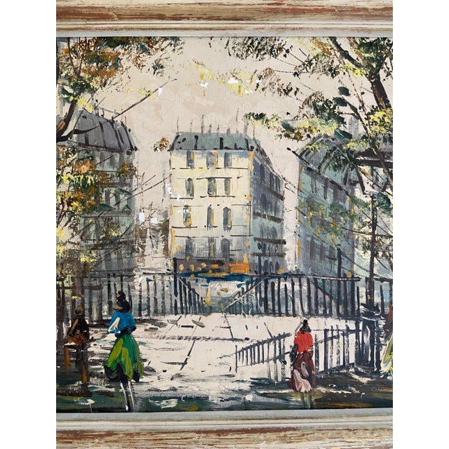 Impressionist Vintage Parisian Street Scene Oil on Canvas For Sale - Image 3 of 14