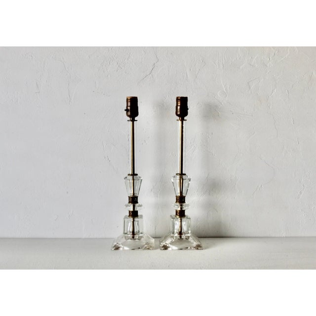 Mid-Century French Style Etched Floral Glass Boudoir Lamps Vintage -a Pair For Sale - Image 10 of 14