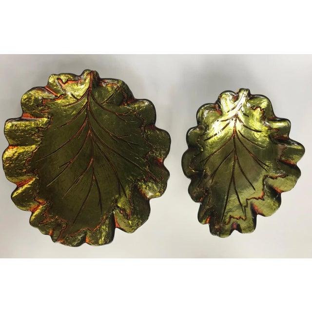 Glass and Metal Leaf Dishes/Bowls a Pair Chairish