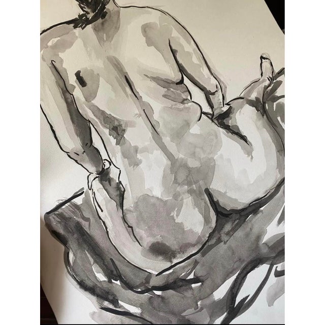 Figurative 1980s Nude Woman Watercolor Painting For Sale - Image 3 of 5