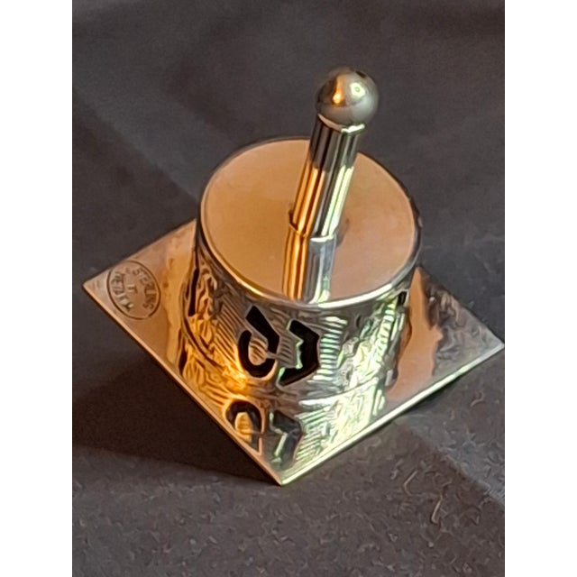 Metal Vintage Netafim Sterling Silver Dreidel Israel Filigree Pierced Sevivon 23g For Sale - Image 7 of 16