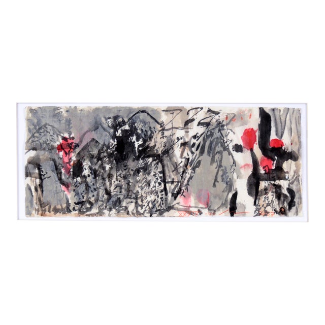 Calligraphy Abstract Panorama II - Japanese Calligraphy on Rice Paper by Michael Pauker For Sale