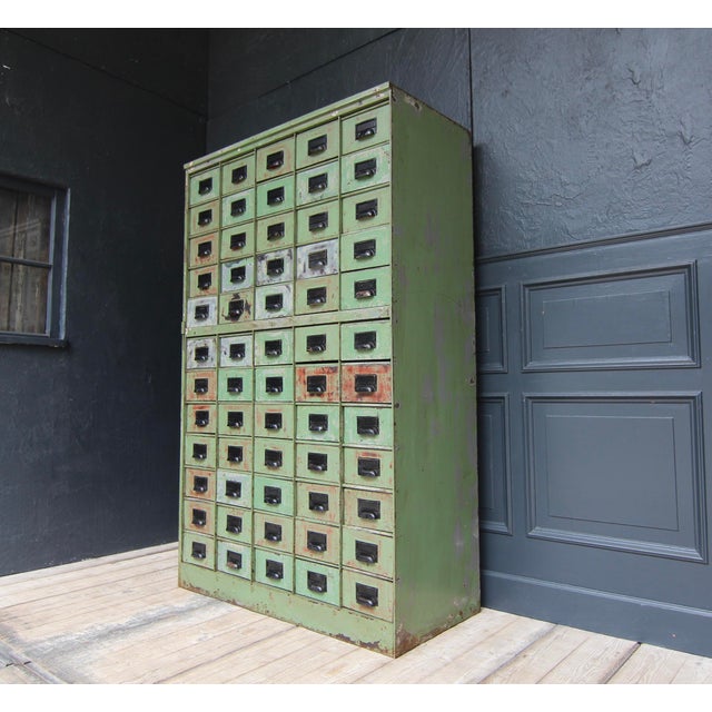 Vintage Industrial Metal Drawer Cabinet, 1920s For Sale - Image 4 of 18