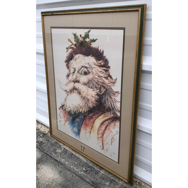 Vintage 1991 "Saint Nicholas" Ramon Santiago Hand Signed Framed Christmas Art Print For Sale - Image 11 of 13