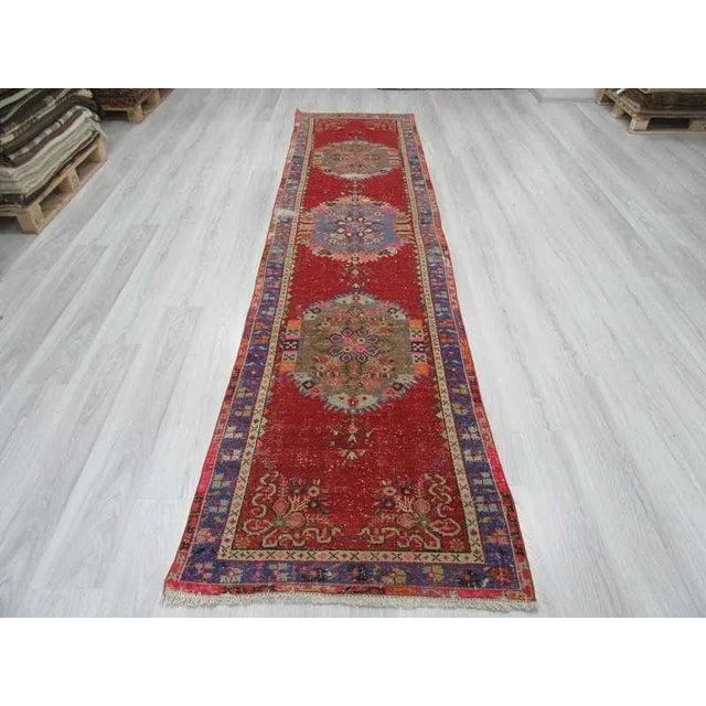 Turkish Vintage Turkish Distressed Runner Rug - 2′11″ × 12′8″ For Sale - Image 3 of 6