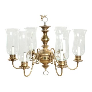 Vintage Continental Baroque Style Brass Six Light Chandelier For Sale
