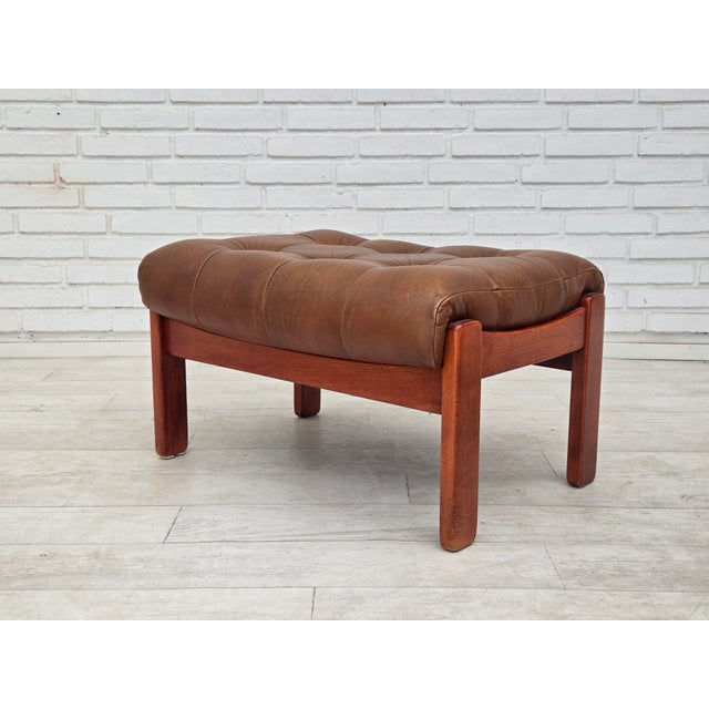 Set of Swedish Lounge Chair and Ottoman in Leather, 1970s For Sale - Image 15 of 18