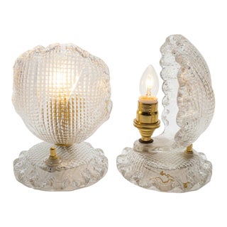 1940s Barovier & Toso Bell Table Lamps - Pair For Sale