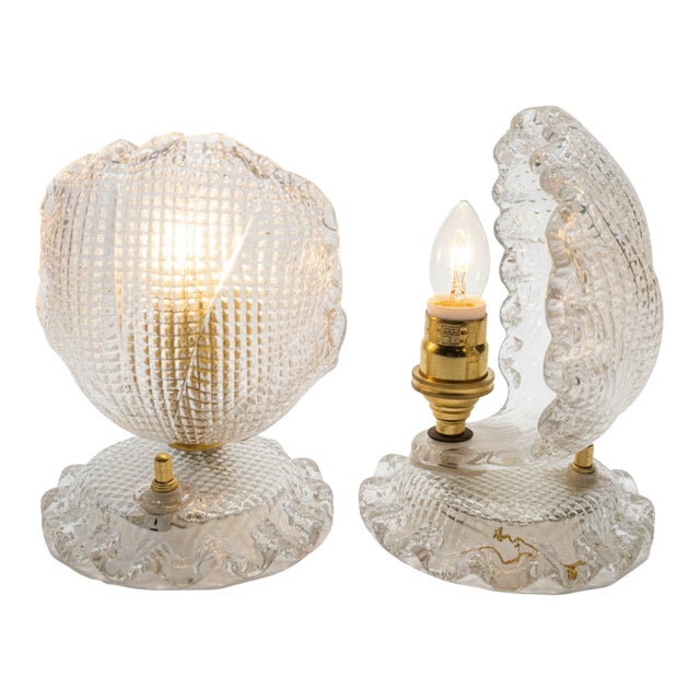 1940s Barovier & Toso Bell Table Lamps - Pair For Sale