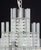 Sciolari Modern Multi-Tiered Crystal and Chrome Chandelier, with faceted square crystal and narrow cylindrical drops. 46"...