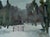 One for Sorrow by Shelli Langdale | Oil on gallery panel Winter landscape with a red gate. For Sale