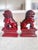 Guardian Resin Foo Dog Pair | Red Chinoiserie Bookends | Asian Home Decor For Sale In Atlanta - Image 6 of 8