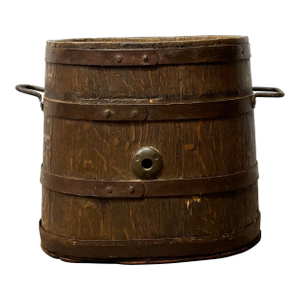 Antique English Coopered Log Bin Planter