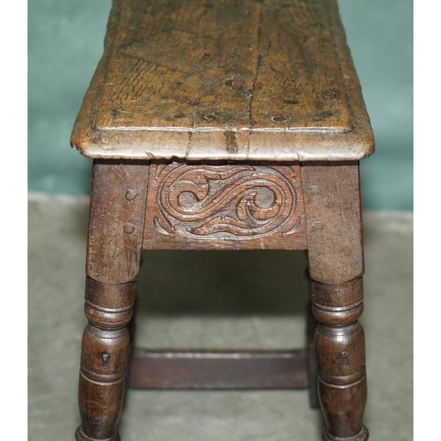 Charles II Carved Oak S-Scroll Stool, 1660s For Sale - Image 12 of 18